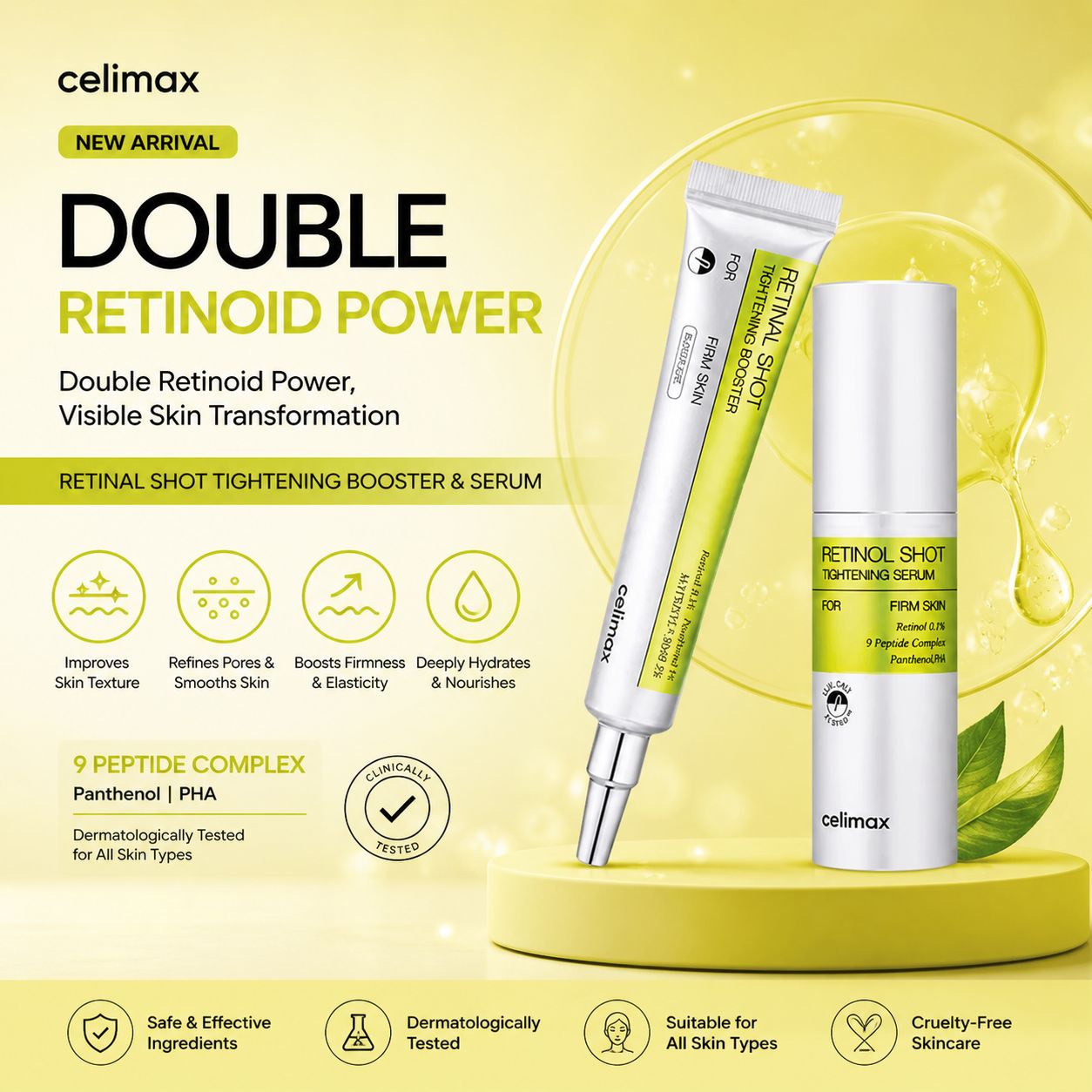 Celimax Retinol & Retinal Shot Set – Tightening Serum + Repair Cream for Anti Aging, Pore Minimizing & Glowing Skin in Pakistan