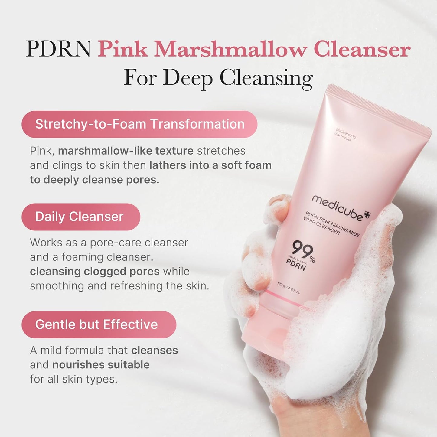 medicube PDRN Marshmallow Whip Cleanser | Face Wash, Cleansing Foam for Pore Care & Uneven Skin Tone