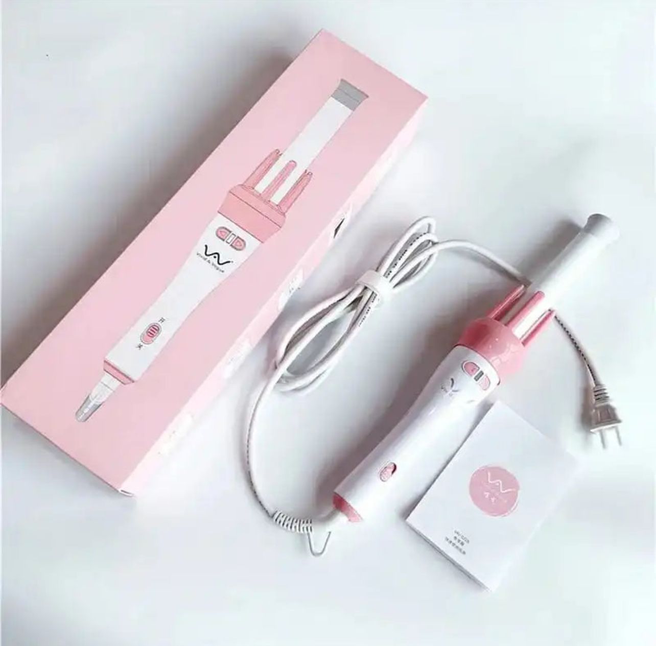 Automatic Pink Hair Curler Spin 360° Rotating Hair Styling Roller