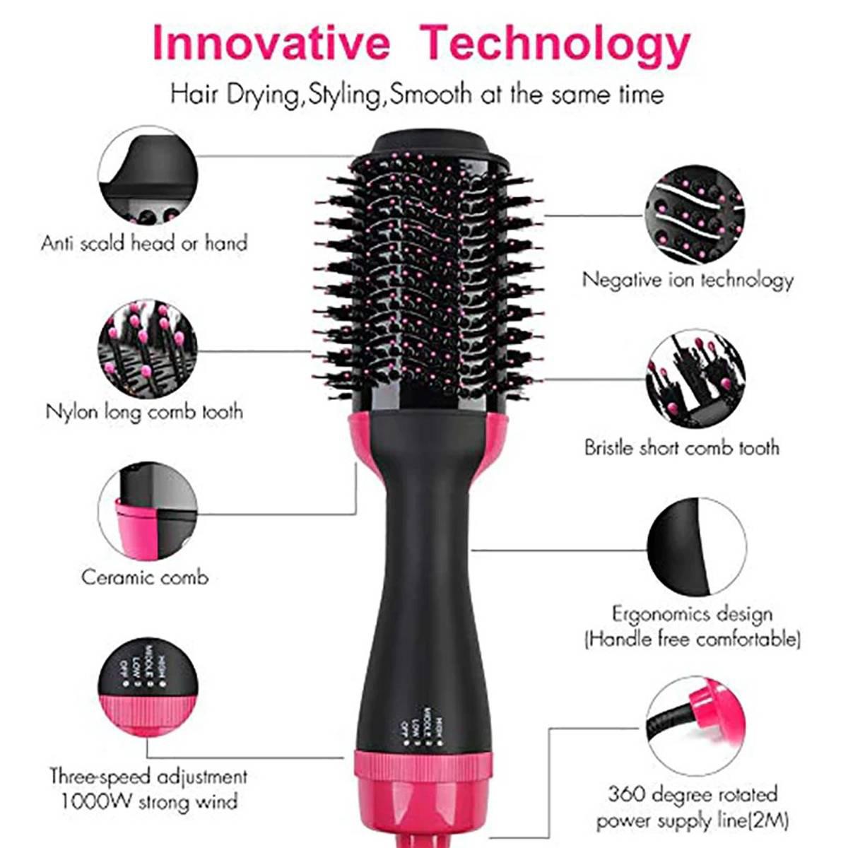 One Step Hot Air Brush Dryer and Straightener