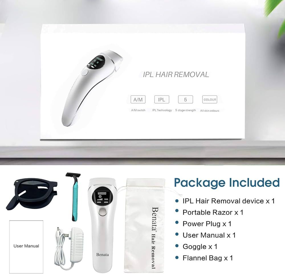IPL Hair Removal Device，LCD Permanent Painless Laser Hair Removal , With Precision Head for Women and men Facial Whole Body use , 2 Modes and 5 Levels ,Safe and professional