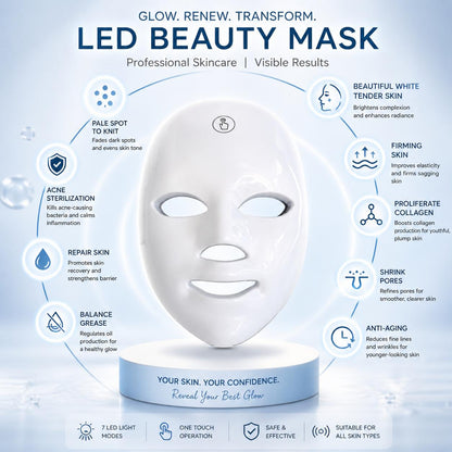 Professional LED Beauty Mask | Pores Tightening, Skin Repair & Whitening