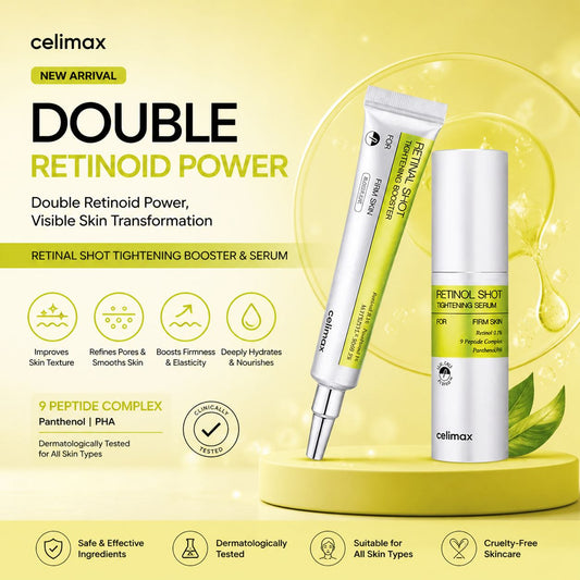 Celimax Retinol & Retinal Shot Set – Tightening Serum + Repair Cream for Anti Aging, Pore Minimizing & Glowing Skin in Pakistan