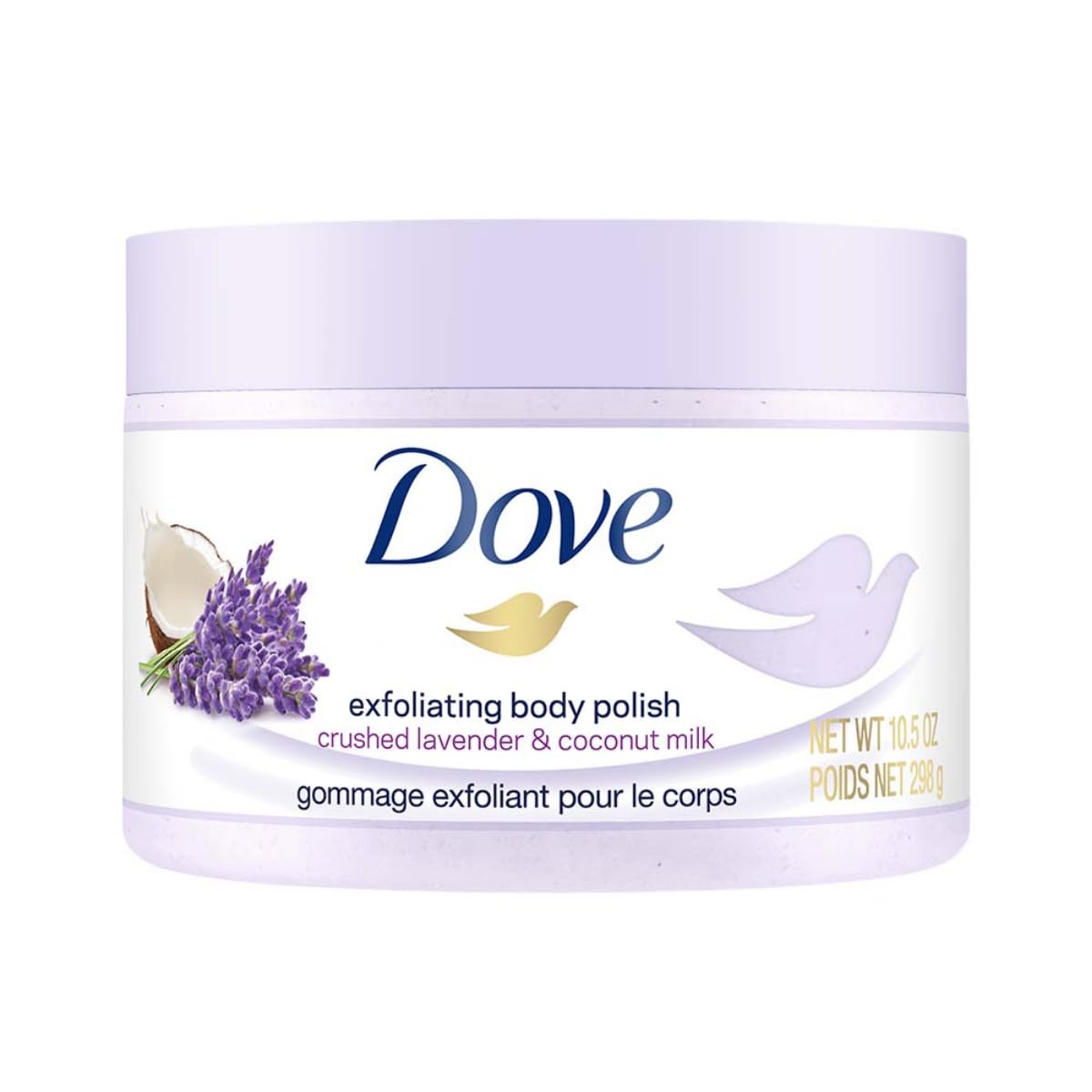 Dove Exfoliating Body Polish Body Scrub Crushed Lavender & Coconut Milk 298g