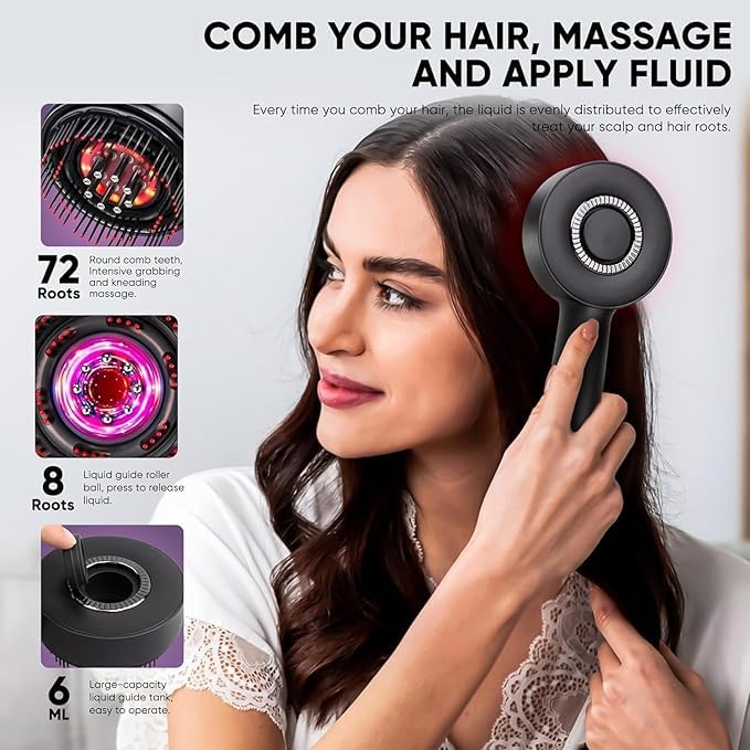 Electric Scalp Massage Comb with Rechargeable Hair Growth Smart Therapy Massager Comb Vibrating Hair Oil Applicator Waterproof Cordles Massage Brush