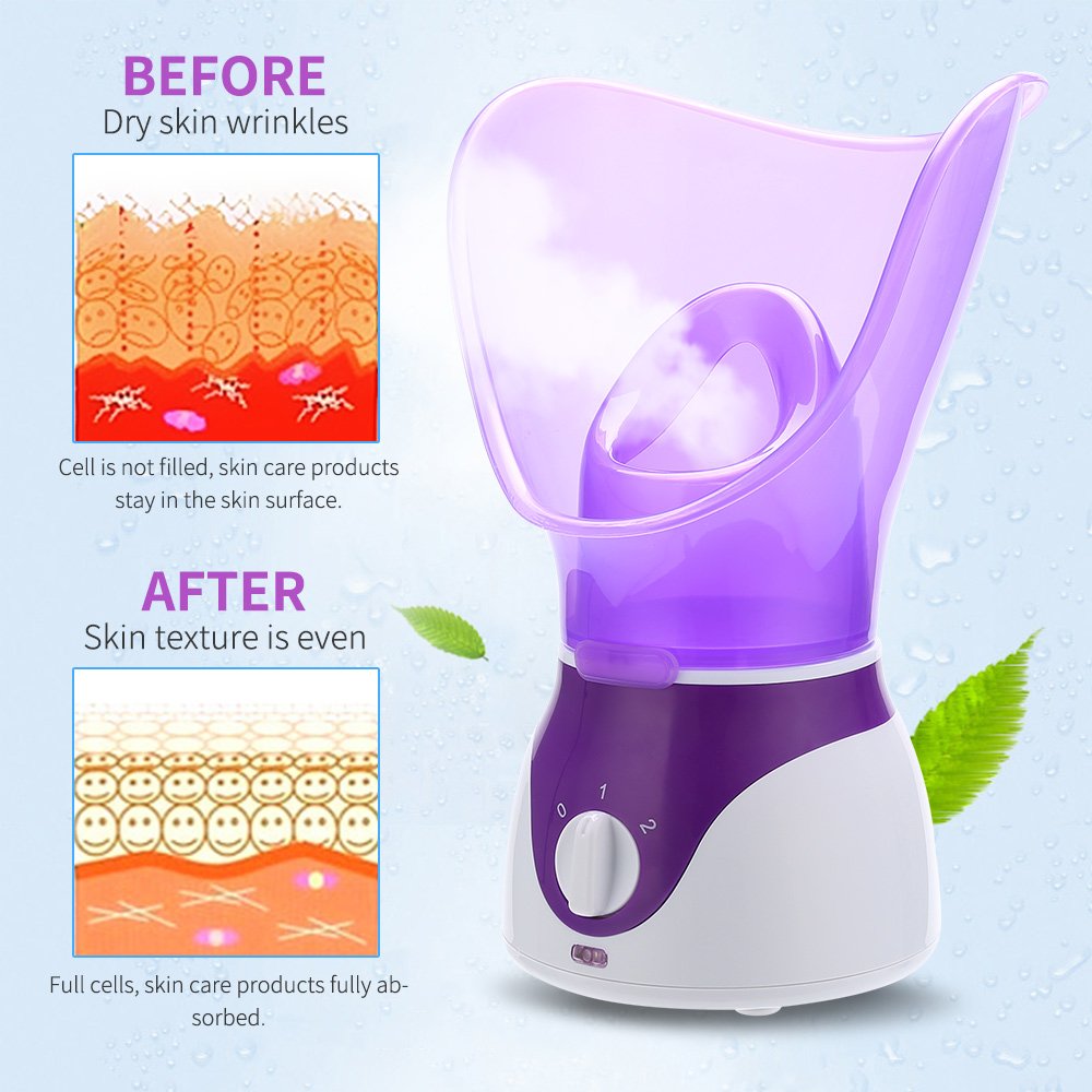 Bromose Face Steamer Warm Mist Moisturizing Facial Steamer Hot Mist Humidifier Hot Mist Clear Home SPA Skin Care for Pores Acne Blackheads Interior Nano Sprayer Face Humidifier