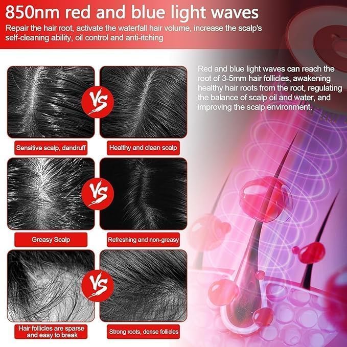 Electric Scalp Massage Comb with Rechargeable Hair Growth Smart Therapy Massager Comb Vibrating Hair Oil Applicator Waterproof Cordles Massage Brush