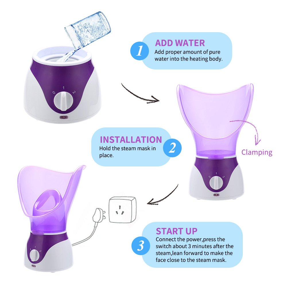 Bromose Face Steamer Warm Mist Moisturizing Facial Steamer Hot Mist Humidifier Hot Mist Clear Home SPA Skin Care for Pores Acne Blackheads Interior Nano Sprayer Face Humidifier
