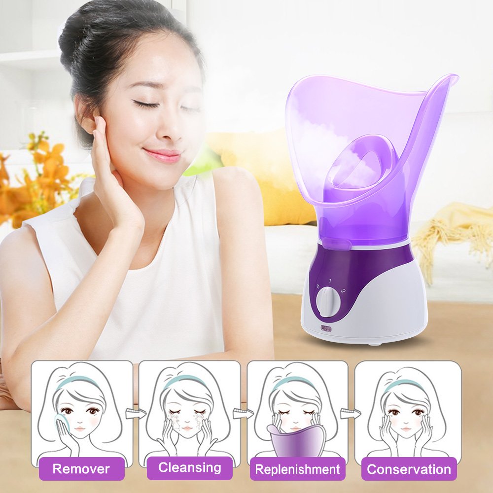 Bromose Face Steamer Warm Mist Moisturizing Facial Steamer Hot Mist Humidifier Hot Mist Clear Home SPA Skin Care for Pores Acne Blackheads Interior Nano Sprayer Face Humidifier