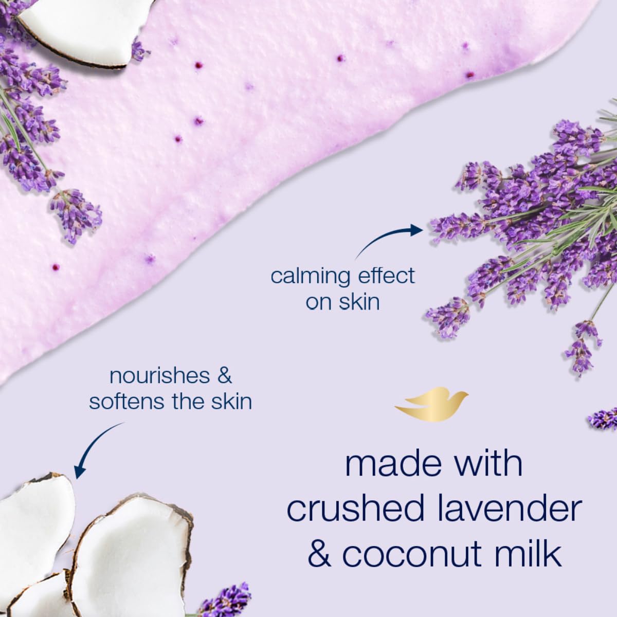 Dove Exfoliating Body Polish Body Scrub Crushed Lavender & Coconut Milk 298g