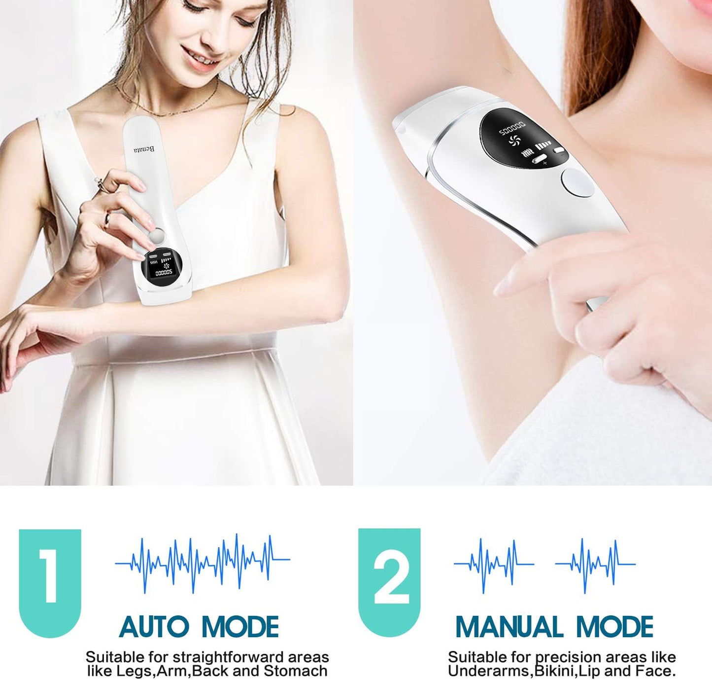 IPL Hair Removal Device，LCD Permanent Painless Laser Hair Removal , With Precision Head for Women and men Facial Whole Body use , 2 Modes and 5 Levels ,Safe and professional