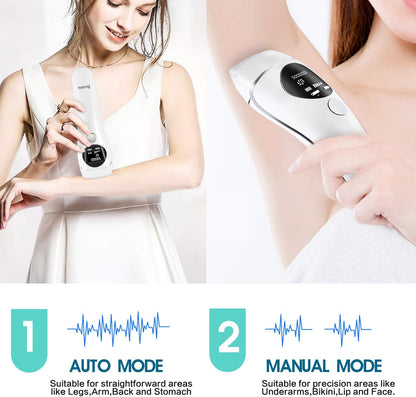 IPL Hair Removal Device，LCD Permanent Painless Laser Hair Removal , With Precision Head for Women and men Facial Whole Body use , 2 Modes and 5 Levels ,Safe and professional
