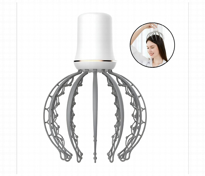 Head Massager, Electric Scalp Massager with 2 Modes and Automatic Function, 12 PET 3D Arms Hands-Free USB Charging, for Hair Growth Stress Relief Relaxation and Hair Stimulation, Knee Massager