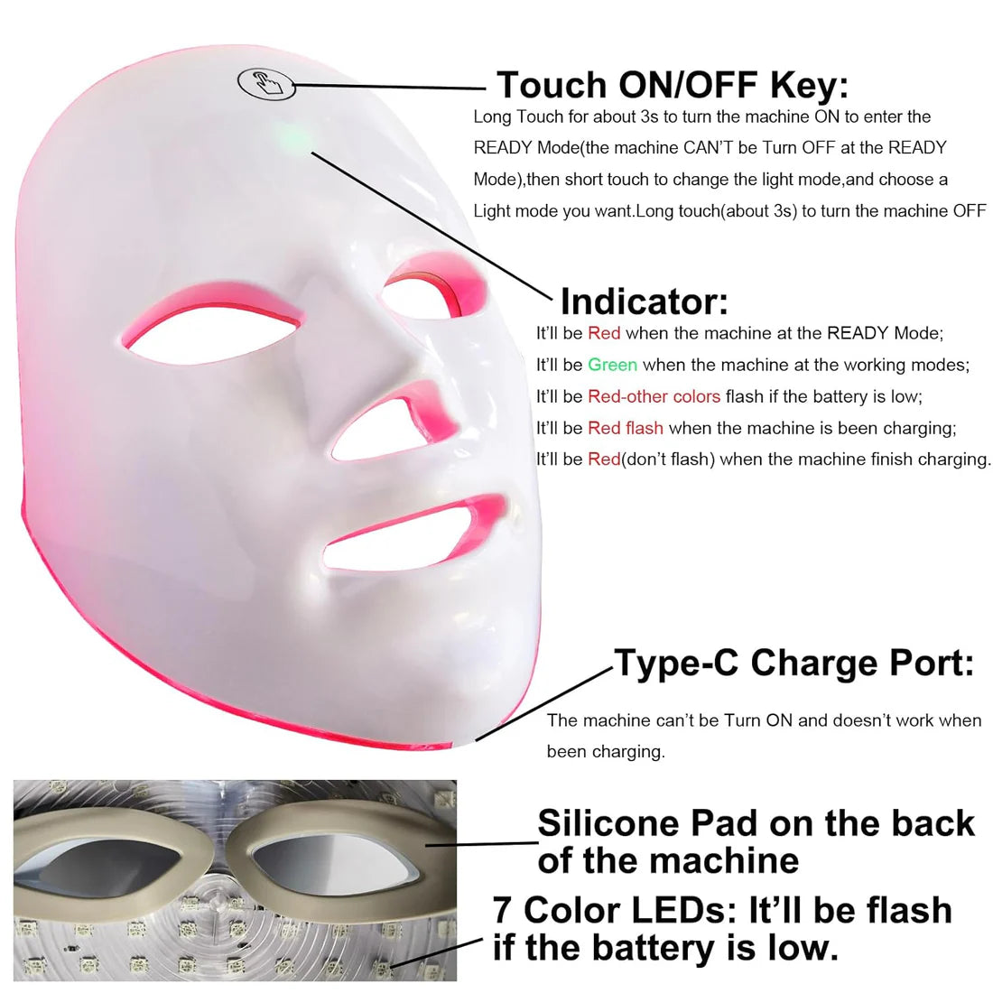 Professional LED Beauty Mask | Pores Tightening, Skin Repair & Whitening