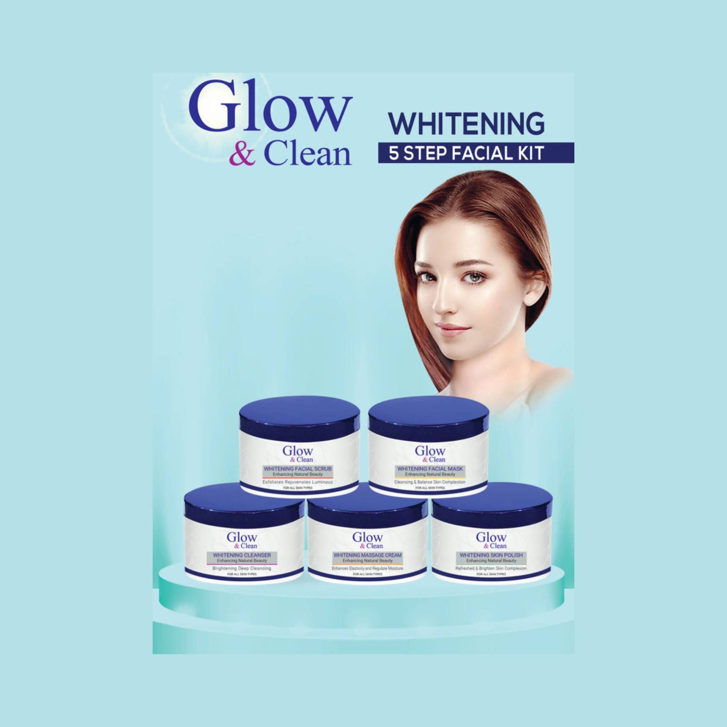 Facial Set, Glow & Clean Whitening 5 Steps Facial Kit, Pack of 5