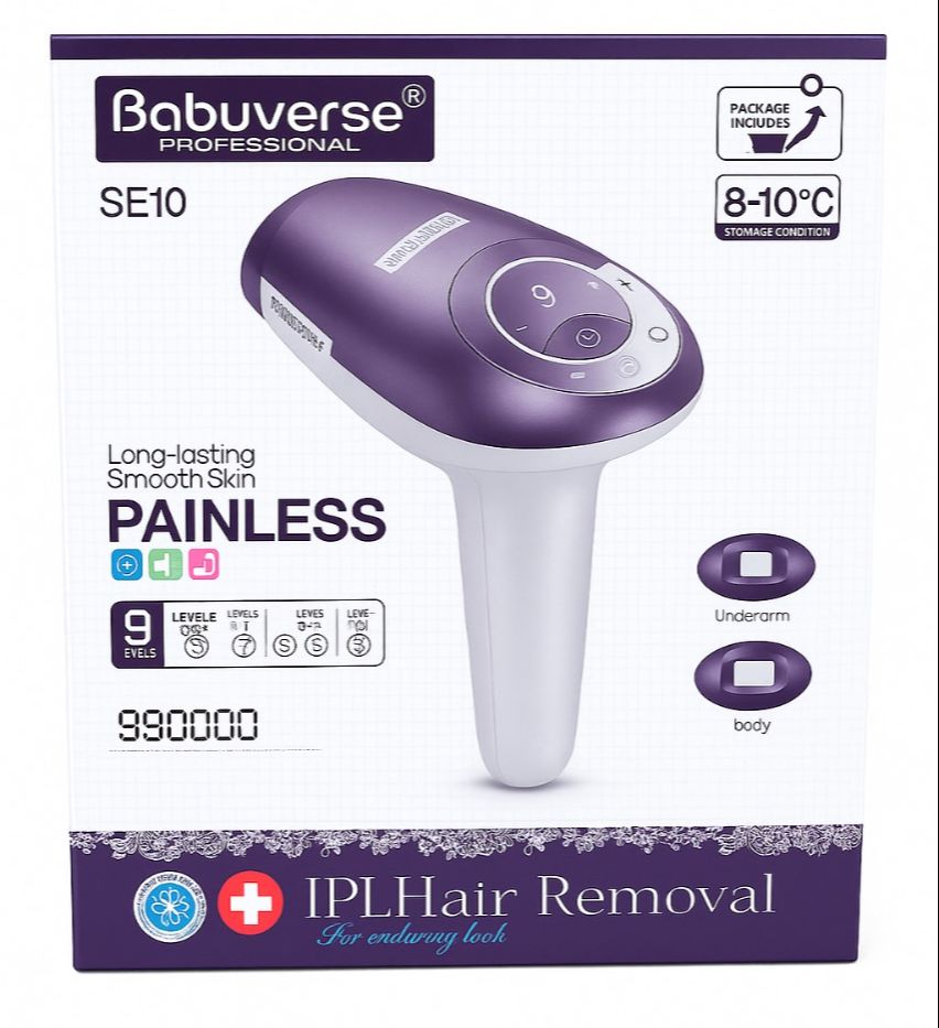 Babyverse Professional SE10 IPL Hair Removal Device – Ice Cooling 8–10°C – Painless Home Use – 990,000 Flashes