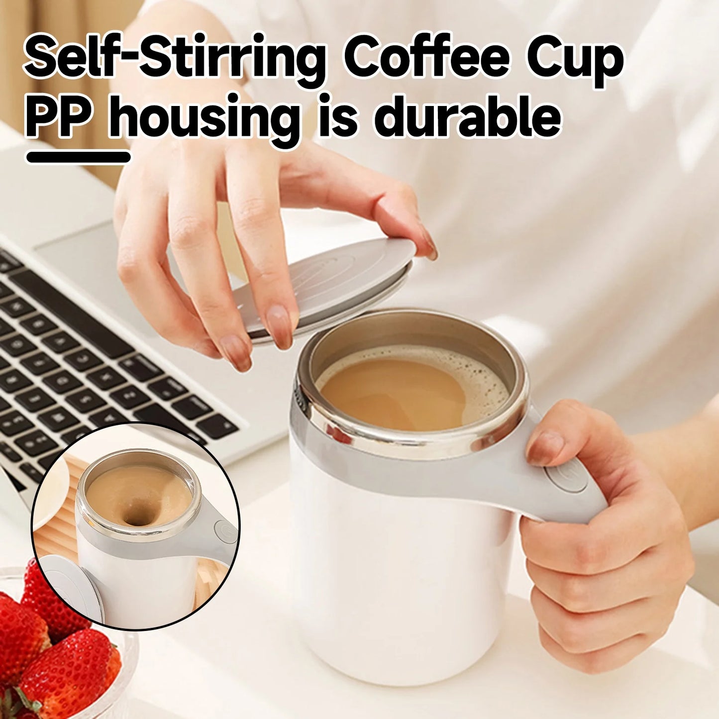 Magnetic Coffee String Mug, Automatic Self Stirring Magnetic Mug 304 Stainless Steel Coffee Milk Mixing Cup Creative Blender Smart Mixer Thermal Cups
