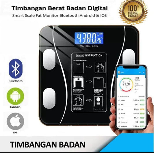 Smart Digital Body Weight Scale 180KG Bluetooth Electronic Weighing Scale with App Sync for Household Use - Accurate Body Fat & BMI Measurement, Balance Scale