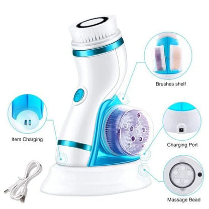 Chargeable Cleanser 4 in 1 Face Massager & Face Cleaner Brush Advanced Electric Exfoliating Brush & Face Massager