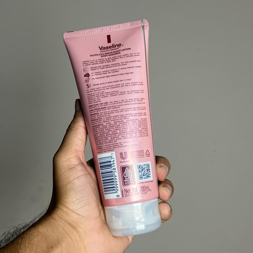 Vaseline Bright GLUTA HYA Serum Burst Lotion Dewy Radiance Flawless Glow 200ml