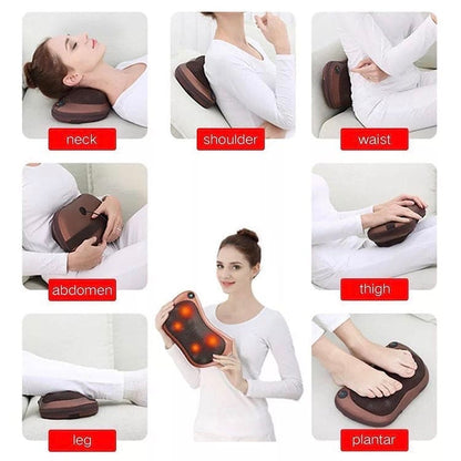 Multifunctional Body Pillow Massager With Heat, Deep Tissue Kneading With 4 Heads, Electric Back Massager
