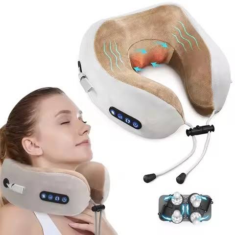 U-Shaped Neck Massage Pillow With Heating And Kneading Functions, Electric Neck Massager Made Of Durable And Odorless Materials, Portable Massage Device, 4 Buttons, Multi-Level Intensity Adjustment. Holiday Gifts, Parental Gifts