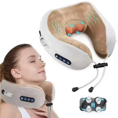 U-Shaped Neck Massage Pillow With Heating And Kneading Functions, Electric Neck Massager Made Of Durable And Odorless Materials, Portable Massage Device, 4 Buttons, Multi-Level Intensity Adjustment. Holiday Gifts, Parental Gifts