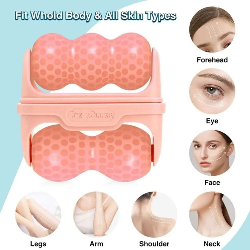 2 in 1 Facial Ice Roller for Face & Body Massager Double Head Facial Ice Roller for Puffy Eyes, Reduce Wrinkles