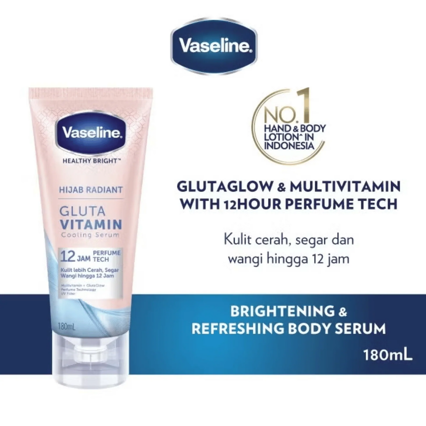 Vaseline Hijab Radiant Gluta Vitamin Cooling Body Serum (180ml)