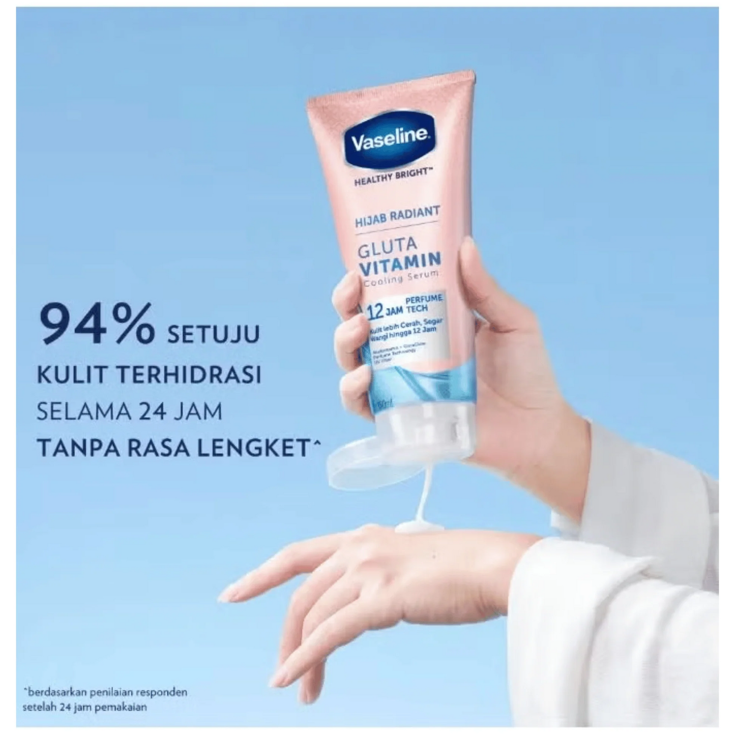 Vaseline Hijab Radiant Gluta Vitamin Cooling Body Serum (180ml)