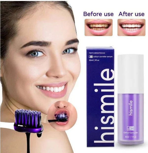 Hismile v34 Colour Corrector, Tooth Stain Concealer, Teeth Whitening Booster, Purple Toothpaste