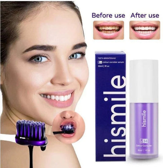 Hismile v34 Colour Corrector, Tooth Stain Concealer, Teeth Whitening Booster, Purple Toothpaste